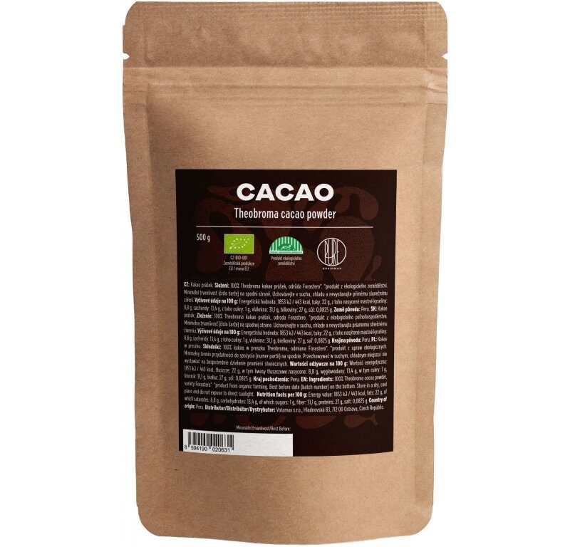 BrainMax Pure Cacao, bio kakao z Peru, 500 g