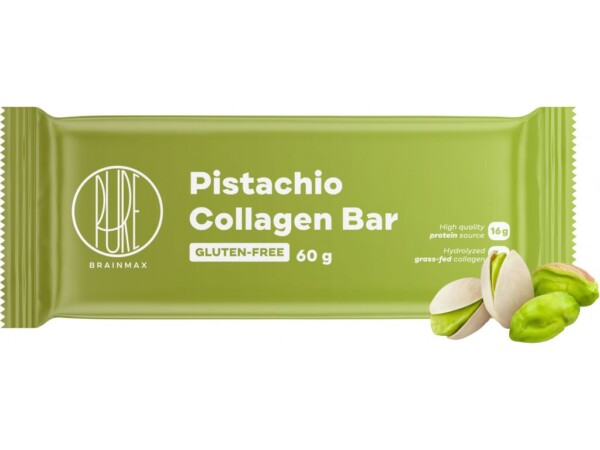 BrainMax Pure Pistachio Collagen Bar, Kolagénová tyčinka, 60 g