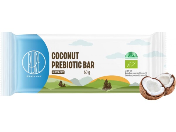 BrainMax Pure Coconut Prebiotic Bar, tyčinka s vlákninou, Kokos, BIO, 60 g