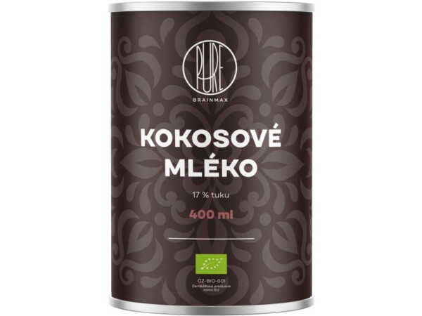 BrainMax Pure Organic Kokosové mlieko 17% tuku, BIO, 400 ml