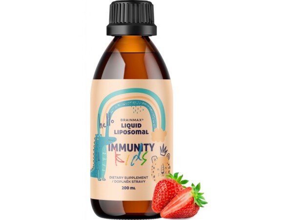 BrainMax Lipozomálny komplex Vitamínov pre deti, Podpora Imunity, jahoda, 200 ml