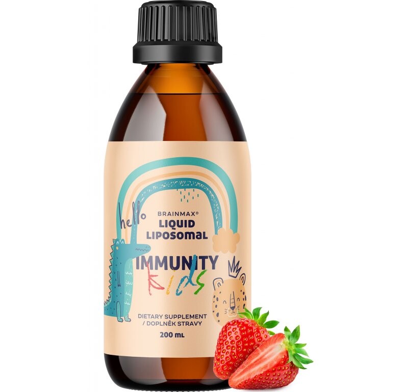 BrainMax Lipozomálny komplex Vitamínov pre deti, Podpora Imunity, jahoda, 200 ml