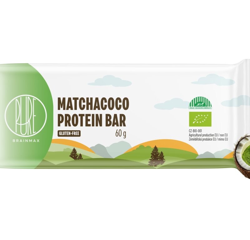 BrainMax Pure Protein Bar, Proteinová tyčinka, MatchaCoco, BIO, 60g