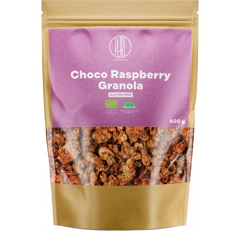 BrainMax Pure Choco Raspberry Granola, BIO, 400 g