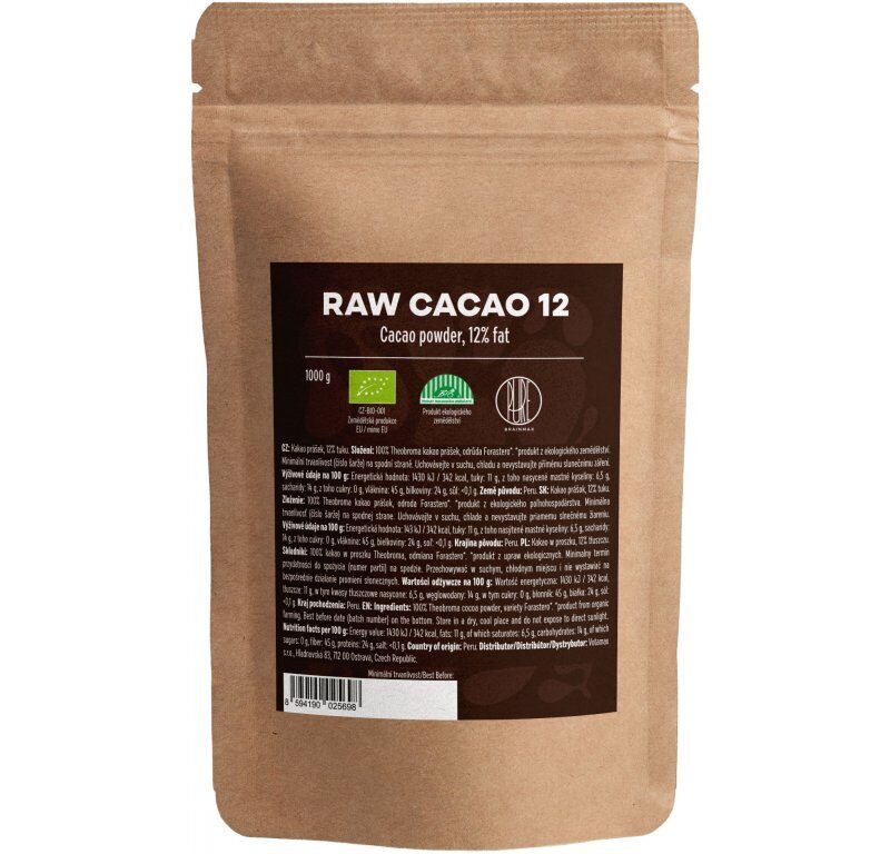 BrainMax Pure Raw Cacao 12, BIO 1000 g